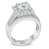 Thumbnail Image 2 of 6.0mm Princess-Cut Lab-Created White Sapphire Fashion Ring in Sterling Silver