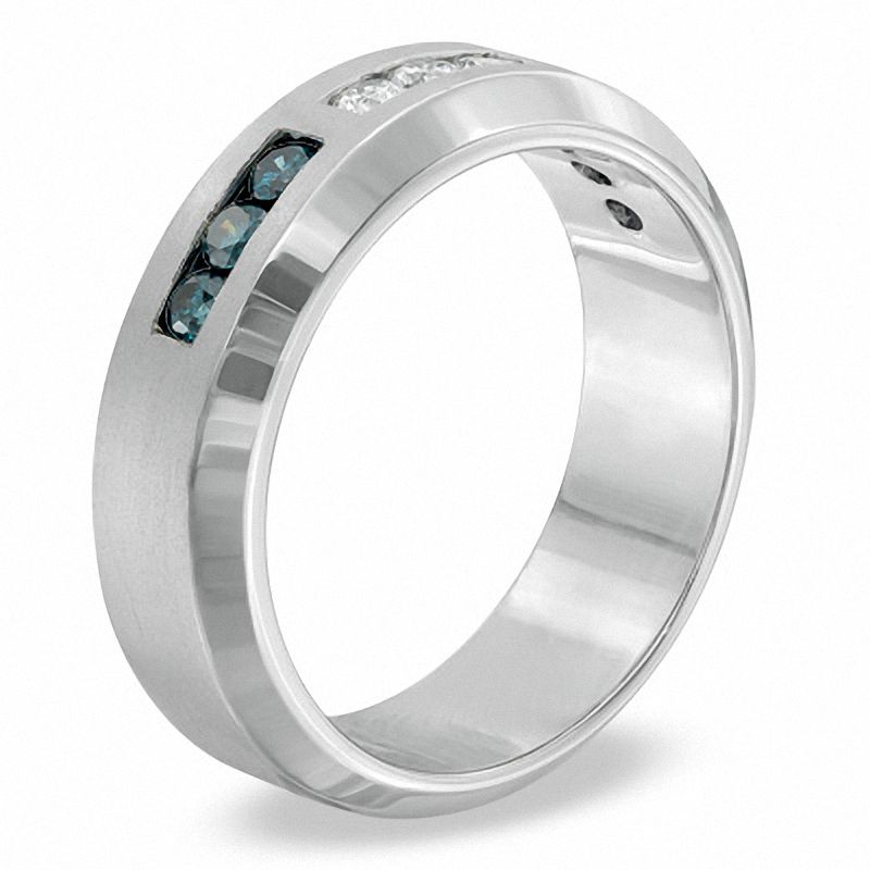 Main Image 2 of 0.33 CT. T.W. Enhanced Blue and White Diamond Ring in Sterling Silver