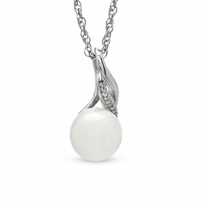 Honora 8.5 - 9.0mm Cultured Freshwater Pearl and Diamond Accent Swirl Pendant in Sterling Silver|Peoples Jewellers