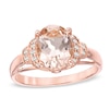 Thumbnail Image 0 of Oval Morganite and 0.10 CT. T.W. Diamond Ring in 10K Rose Gold