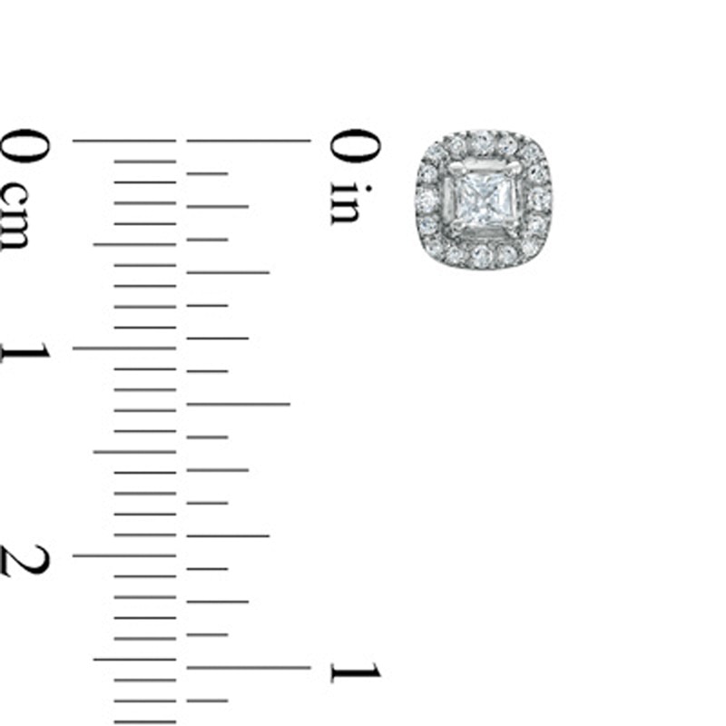 Main Image 2 of 0.40 CT. T.W. Certified Canadian Princess-Cut Diamond Frame Stud Earrings in 14K White Gold (I/I2)