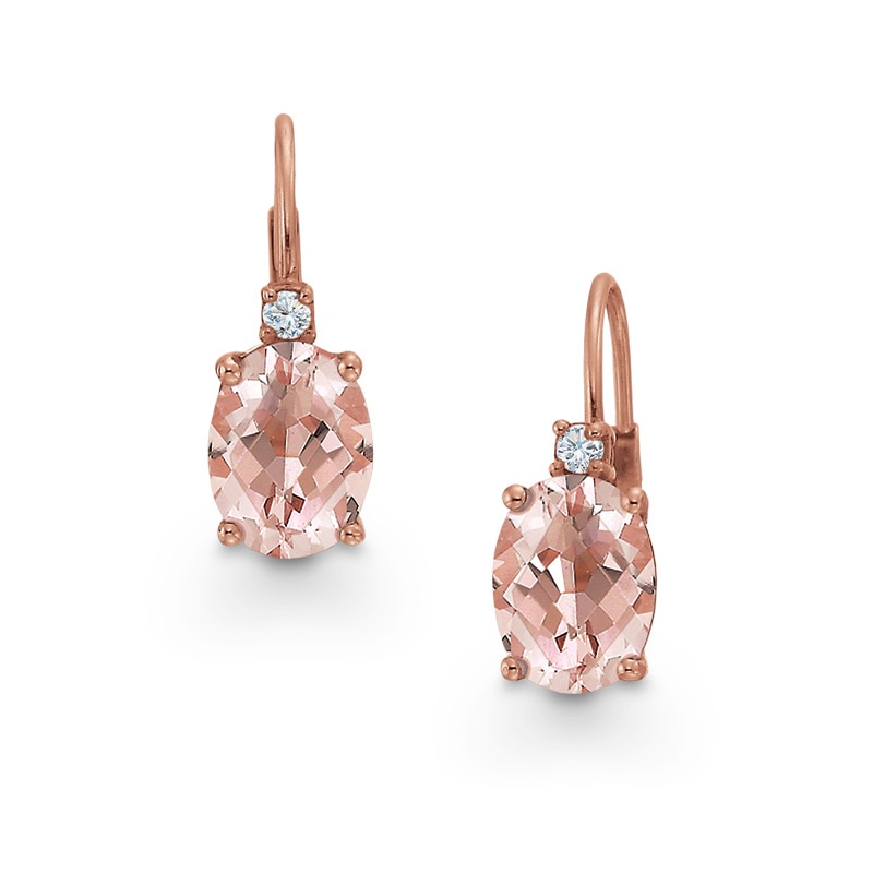 Oval Morganite and Diamond Accent Earrings in 10K Rose Gold