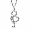 Tender Voices® 0.05 CT. T.W. Diamond Cat with Heart Pendant in Sterling Silver