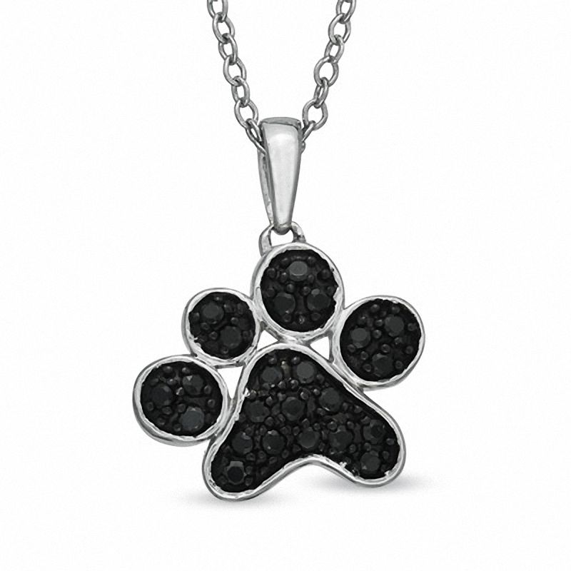 Main Image 1 of Tender Voices® 0.25 CT. T.W. Black Diamond Large Paw Pendant in Sterling Silver