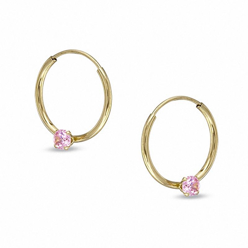 Baby & Toddler Girl 14K Yellow Gold Heart Shaped Birthstone Hoop Earri –  Loveivy.com