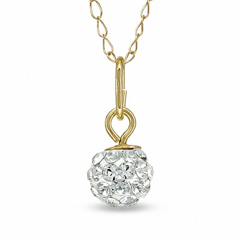 Child's Crystal Ball Pendant in 14K Gold - 13"