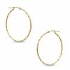 35mm Square Twist Hoop Earrings in 14K Gold