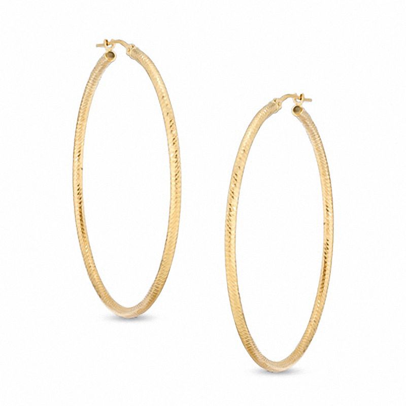 50mm Diamond-Cut Hoop Earrings in 14K Gold|Peoples Jewellers