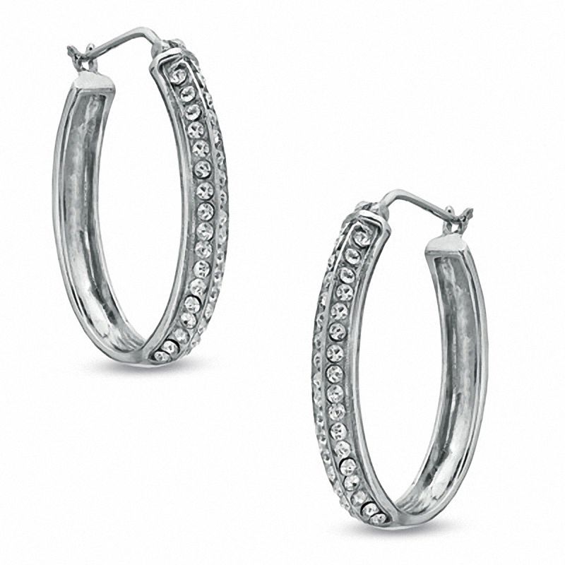 Crystal Hoop Earrings in Sterling Silver|Peoples Jewellers