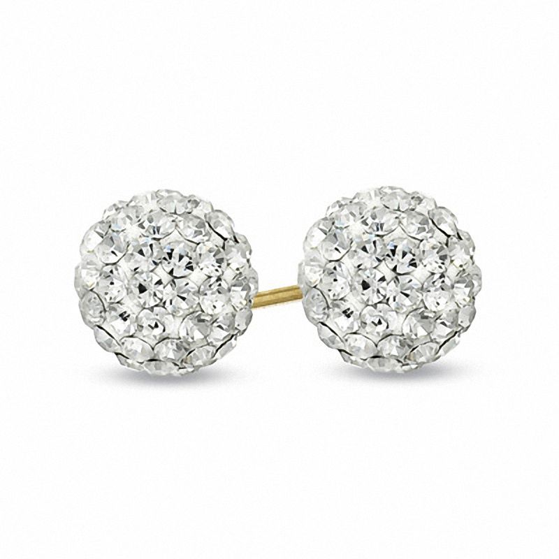 7.8mm Crystal Ball Stud Earrings in 14K Gold|Peoples Jewellers