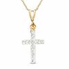 Thumbnail Image 1 of White Crystal Cross Pendant in 14K Gold