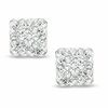 Thumbnail Image 1 of Square Crystal Stud Earrings in 14K Gold
