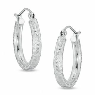20mm Diamond-Cut Hoop Earrings in 14K White Gold