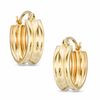 Thumbnail Image 1 of 15mm Polished Ribbed Hoop Earrings in 14K Gold