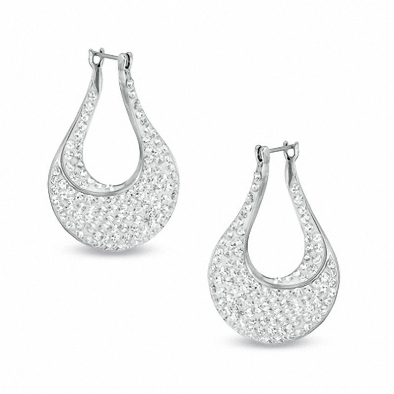 Crystal Oval Twist Hoop Earrings in Sterling Silver|Peoples Jewellers