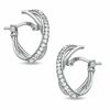 Thumbnail Image 1 of Crystal Oval "X" Hoop Earrings in Sterling Silver