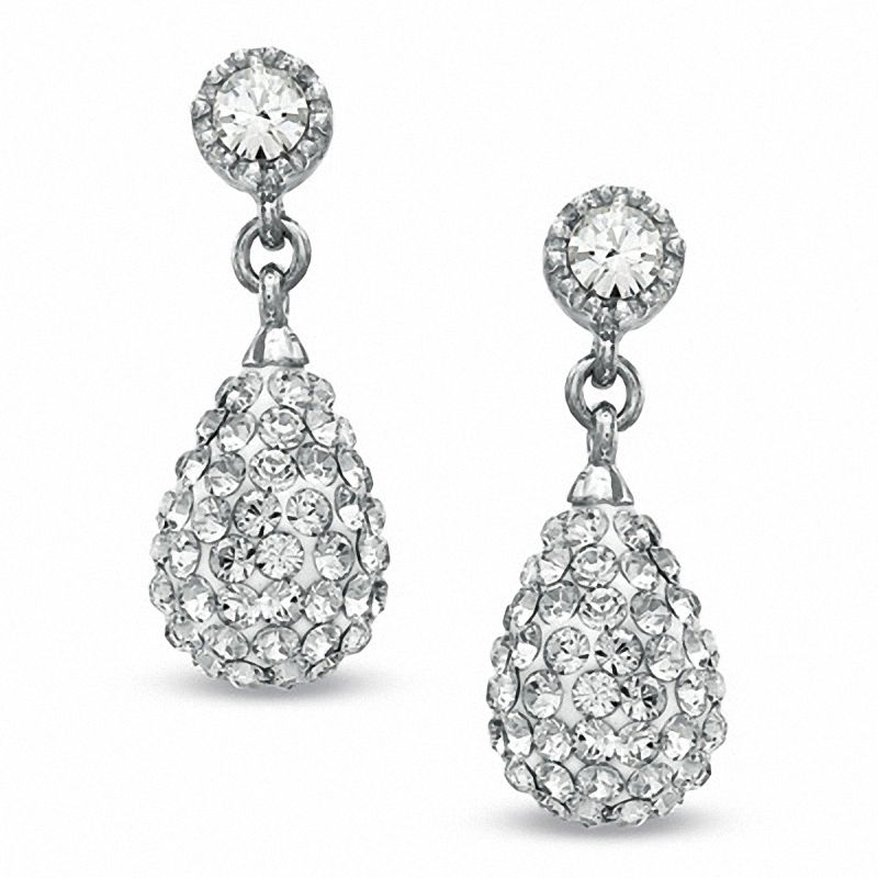 Crystal Teardrop Earrings in Sterling Silver|Peoples Jewellers