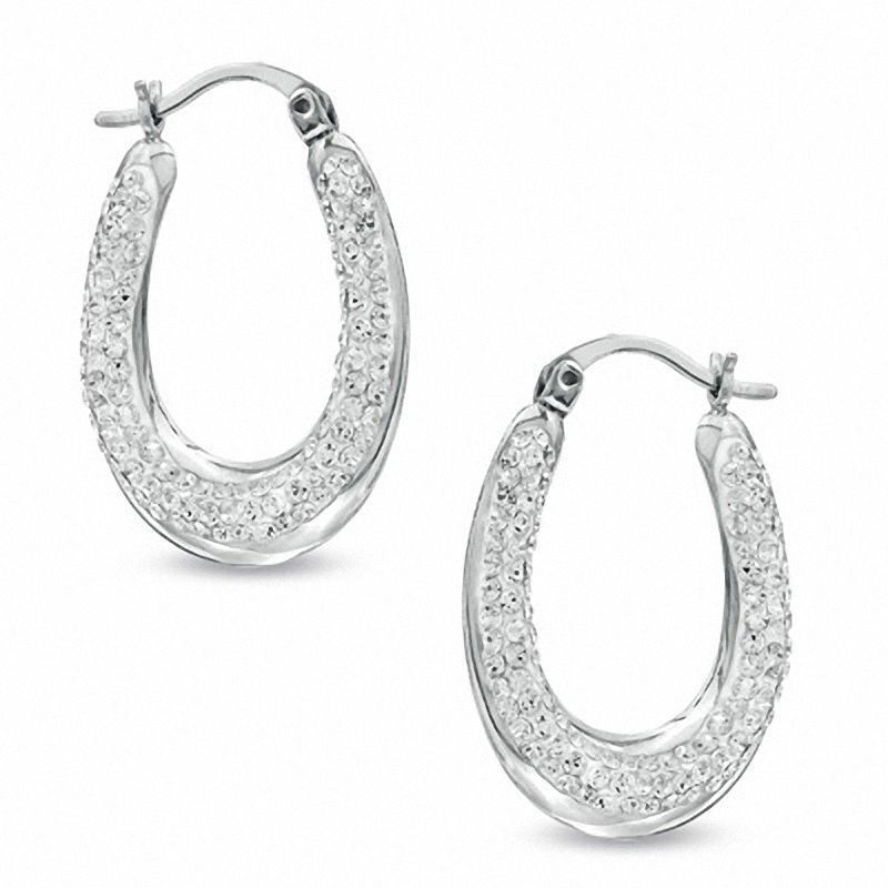 Main Image 1 of Crystal Hoop Earrings in Sterling Silver