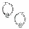 Thumbnail Image 0 of 30mm Hoop Earrings with Crystal Bead in Sterling Silver