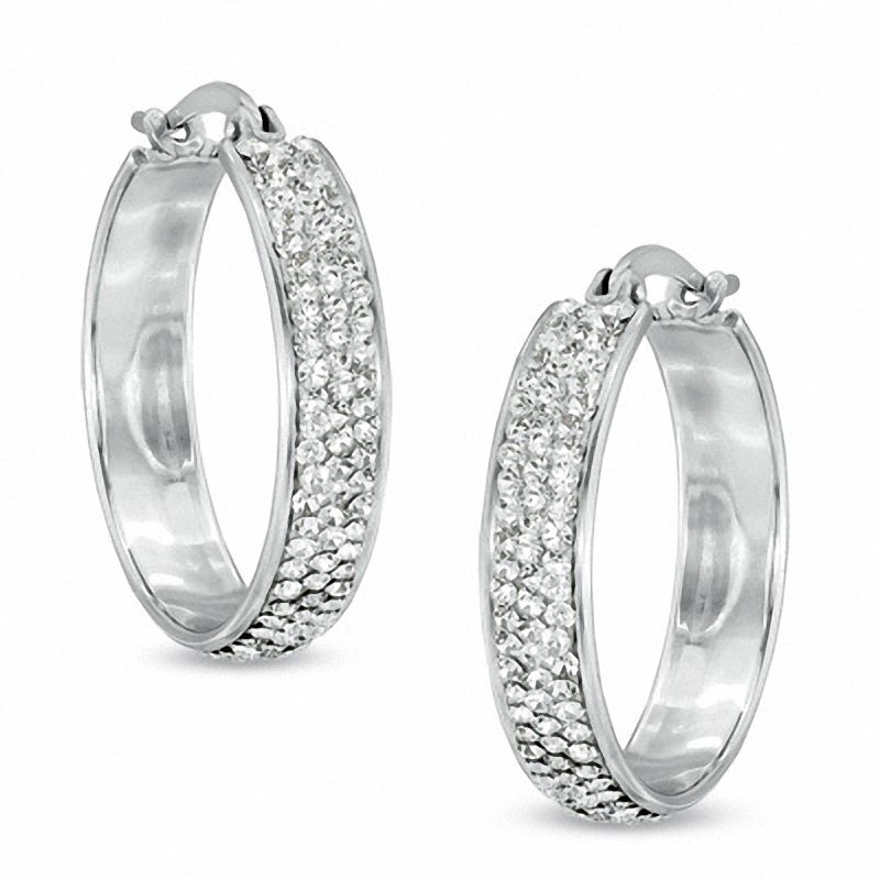 Main Image 1 of 23mm Crystal Hoop Earrings in Sterling Silver