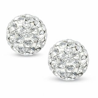 Crystal Ball Stud Earrings in 14K Gold