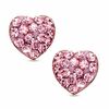 Thumbnail Image 0 of Pink Crystal Heart Stud Earrings in 14K Gold