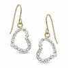 Thumbnail Image 0 of White Crystal Heart Dangle Earrings in 14K Gold