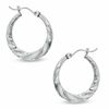 Thumbnail Image 1 of Beaded Twist Hoop Earrings in 14K White Gold