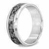 Thumbnail Image 1 of Men's 8.0mm Grey Carbon Fibre Wedding Band in Stainless Steel - Size 10