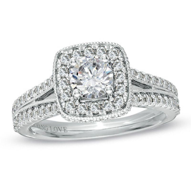 Vera Wang Love Collection CT. T.W. Diamond Split Shank Engagement Ring in 14K White Gold