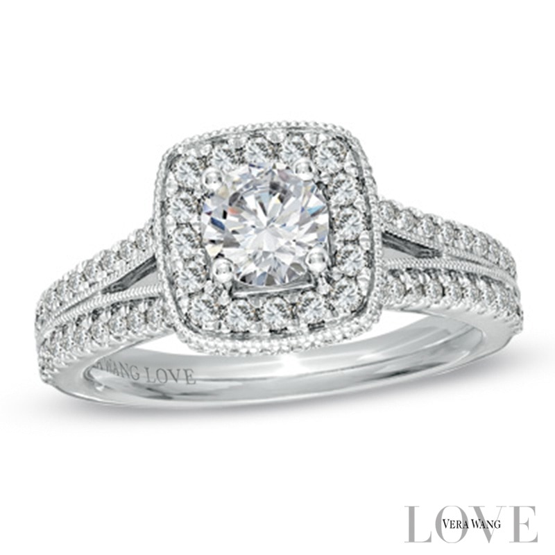 Main Image 1 of Vera Wang Love Collection 1.29 CT. T.W. Diamond Split Shank Engagement Ring in 14K White Gold