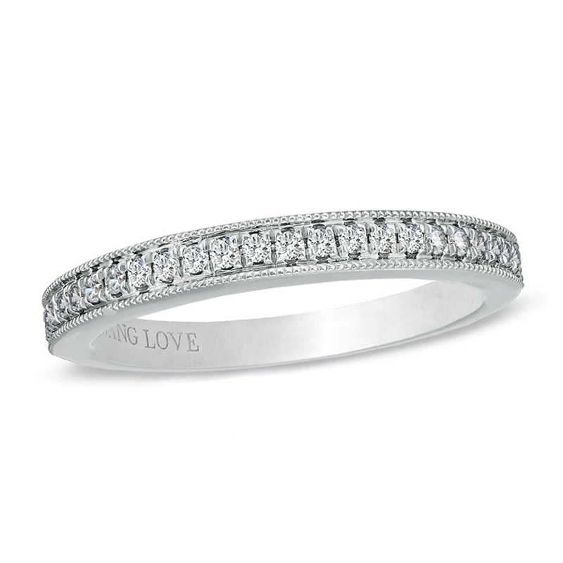 Vera Wang Love Collection 0.19 CT. T.W. Diamond Milgrain Wedding Band in 14K White Gold