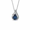 Thumbnail Image 0 of Pear-Shaped Lab-Created Blue and White Sapphire Pendant in 10K White Gold