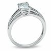 Thumbnail Image 1 of Rectangular Aquamarine and Lab-Created White Sapphire Ring in 10K White Gold