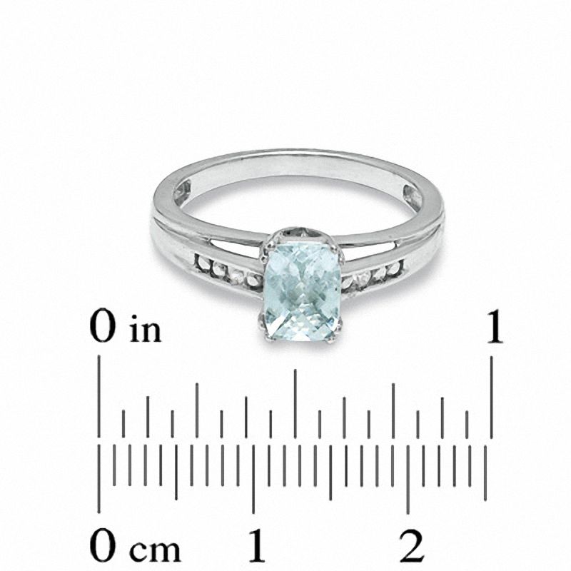 Rectangular Aquamarine and Lab-Created White Sapphire Ring in 10K White Gold