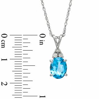 Oval Swiss Blue Topaz and Diamond Accent Pendant, Ring and Earrings Set in Sterling Silver - Size 7