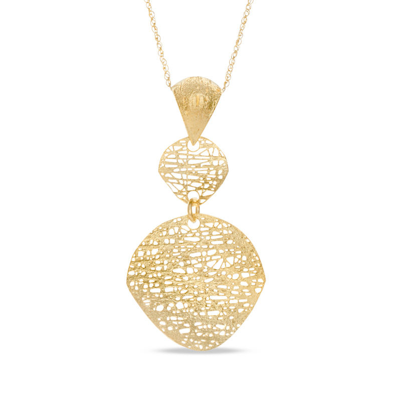 Main Image 1 of Textured Wire Pendant in 14K Gold