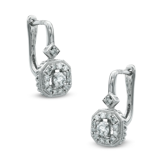 0.38 CT. T.W. Diamond Vintage-Style Drop Earrings in 10K White Gold