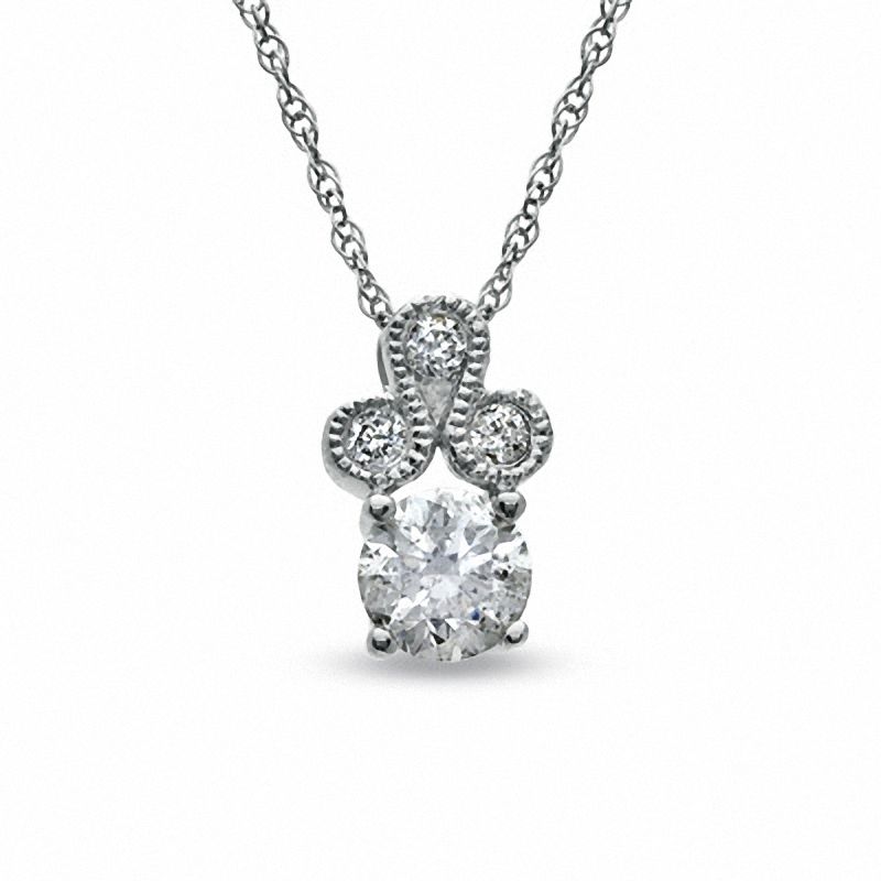 0.38 CT. T.W. Diamond Trinity Pendant in 10K White Gold