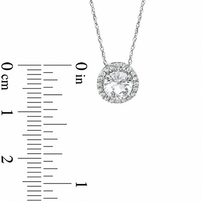 Main Image 2 of 6.0mm Lab-Created White Sapphire Pendant in 10K White Gold