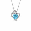 7.0mm Heart-Shaped Blue Topaz and Lab-Created White Sapphire Heart Pendant in 10K White Gold