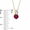 Thumbnail Image 1 of 6.0mm Cushion-Cut Lab-Created Ruby and White Sapphire Pendant in 10K Gold