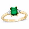 Emerald-Cut Lab-Created Emerald and White Sapphire Ring in 10K Gold