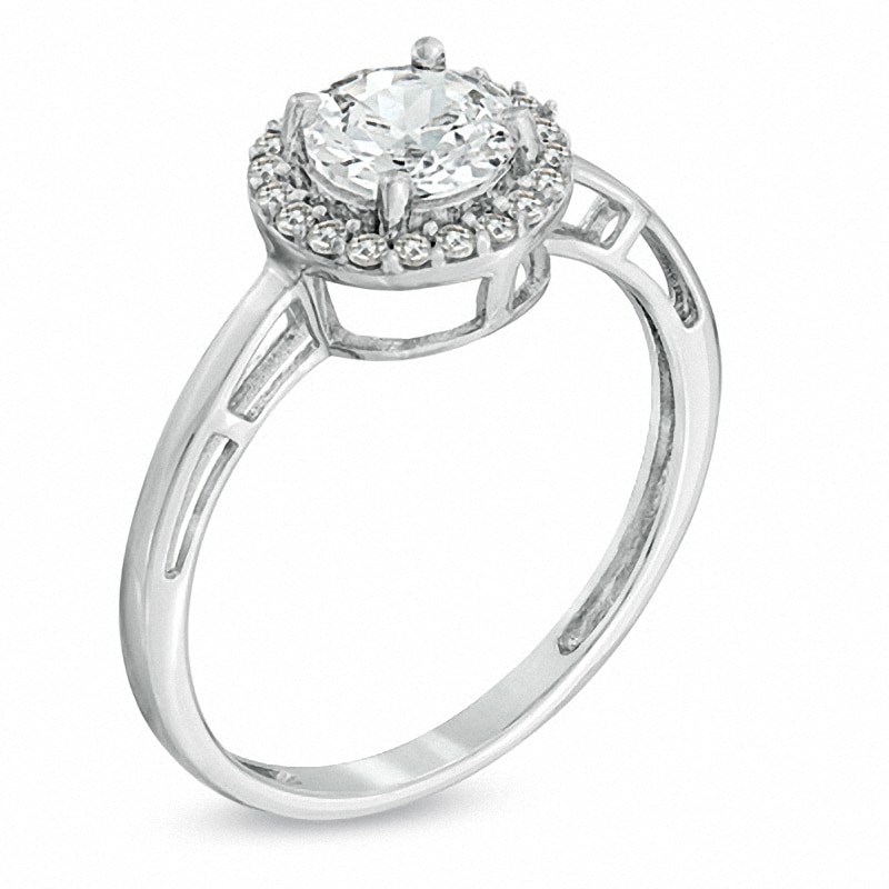 Main Image 2 of 6.0mm Lab-Created White Sapphire Ring in 10K White Gold
