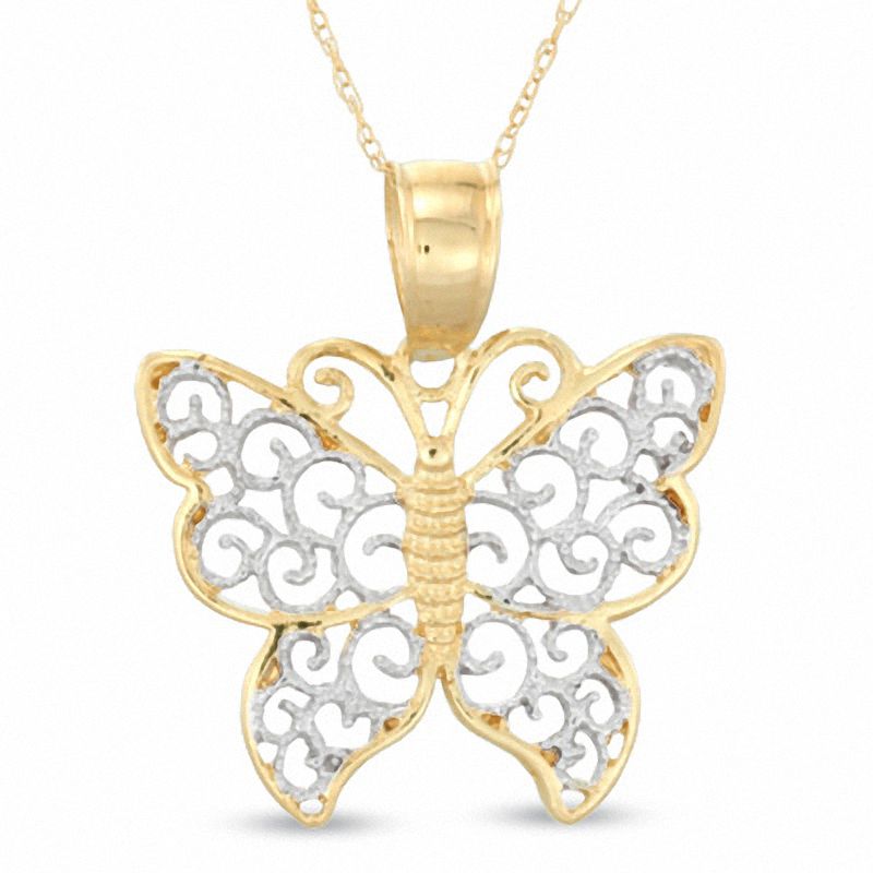 Filigree Butterfly Pendant in 10K Gold