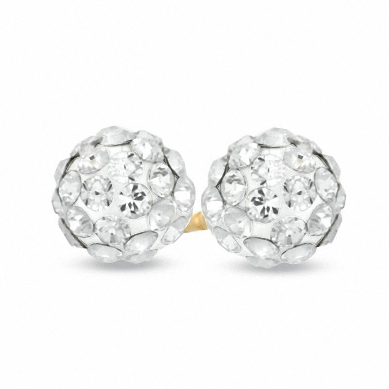 Main Image 1 of Crystal Ball Stud Earrings in 14K Gold