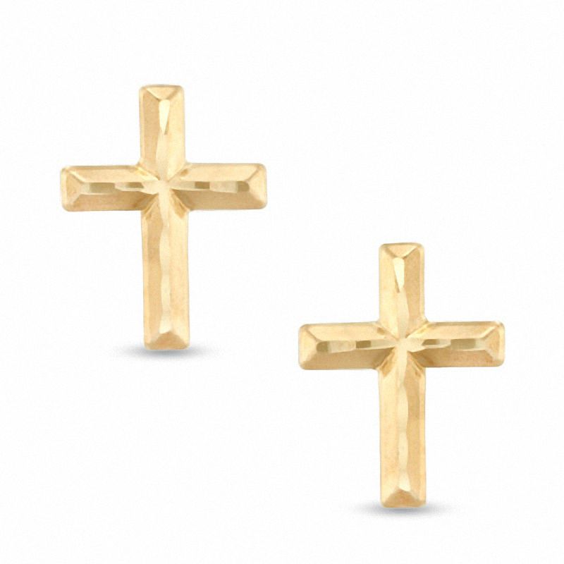 Child's Cross Stud Earrings in 14K Gold|Peoples Jewellers
