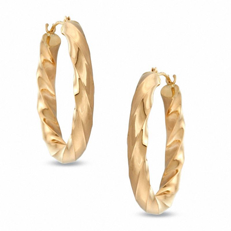 Main Image 1 of Square Twisted Hoop Earrings in 14K Gold