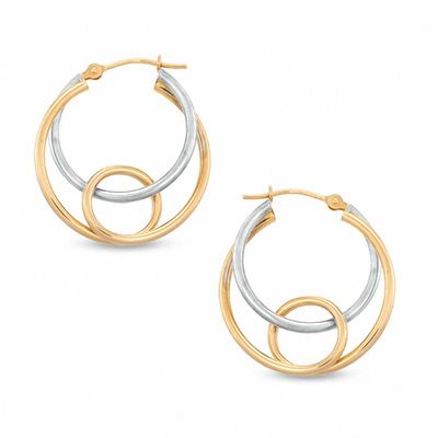 Circle Knot Hoop Earrings in 14K Two-Tone Gold