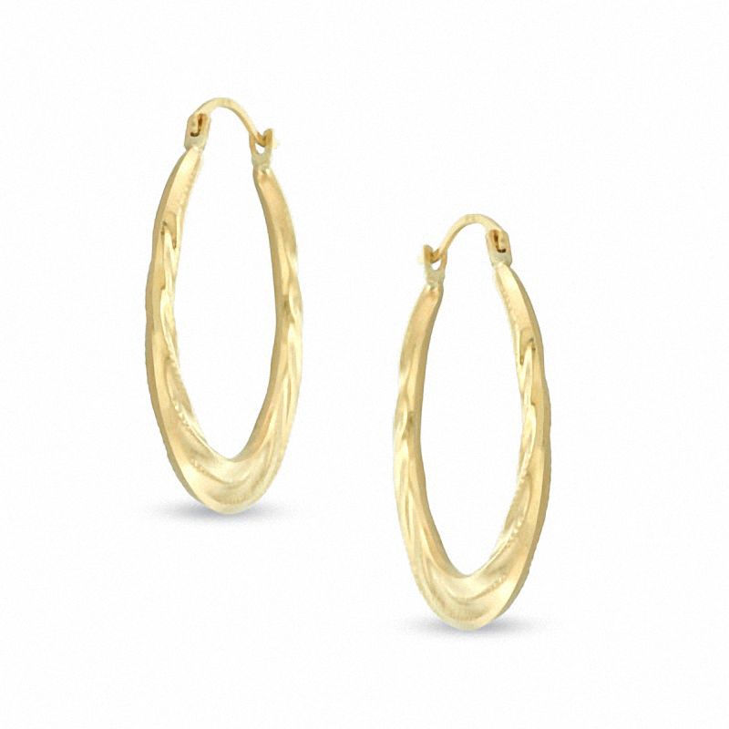 Textured Twist Hoop Earrings in 14K Gold|Peoples Jewellers